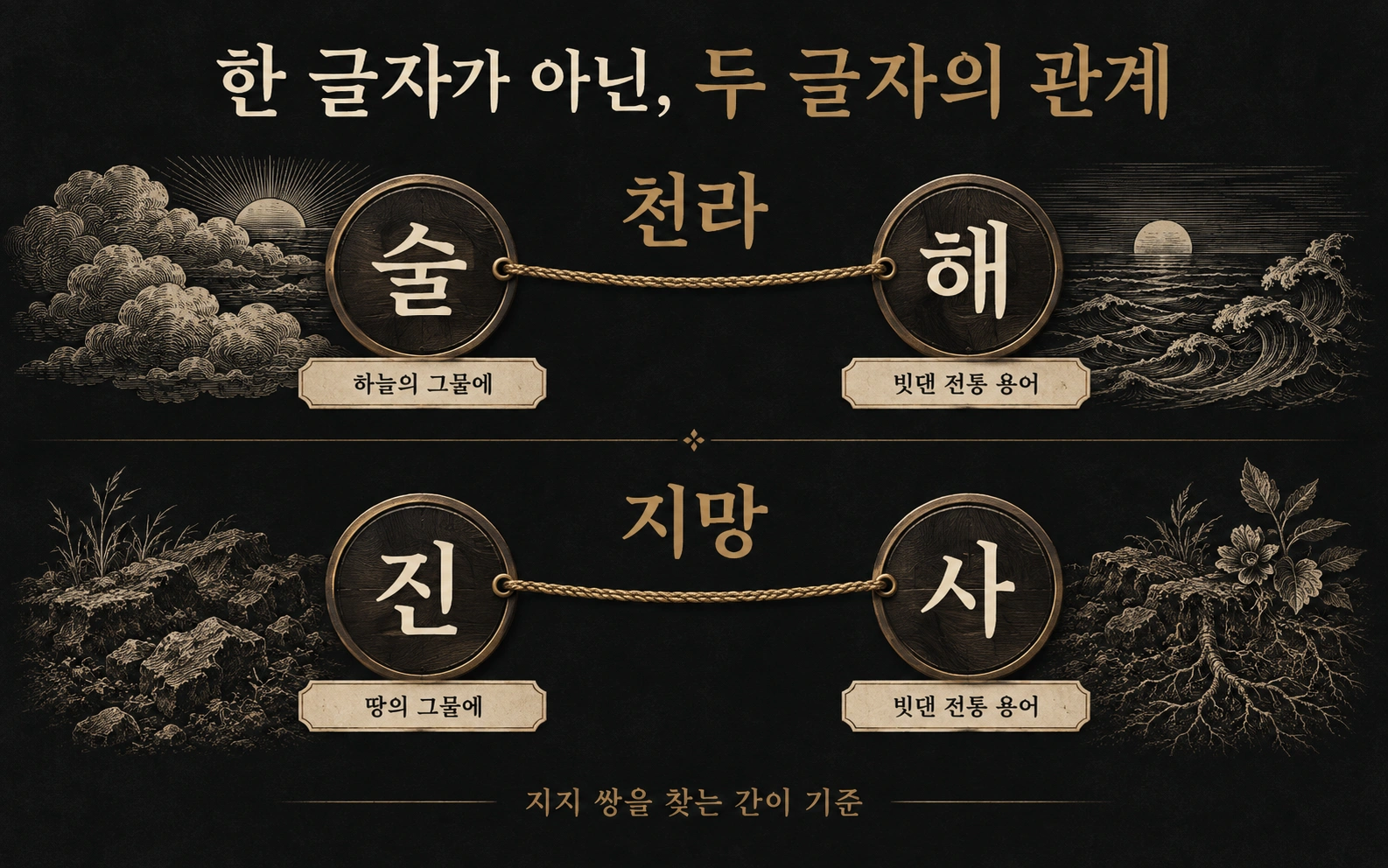 천라 술해와 지망 진사를 각각 한 쌍으로 묶은 간이 기준