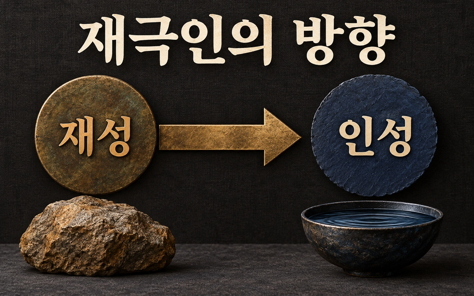 재성에서 인성으로 향하는 제어 방향을 보여주는 재극인 도식
