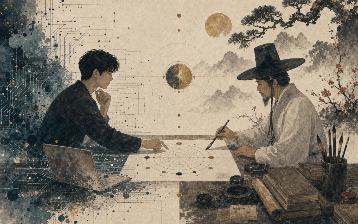 AI 사주와 전문가 사주의 차이를 비교한 이미지