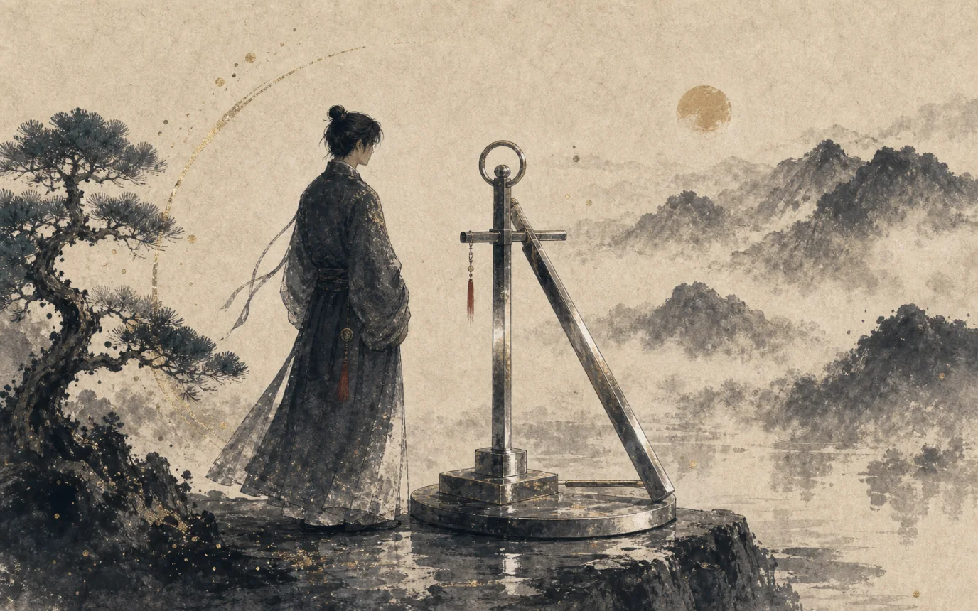 경신일주의 금 기운과 판단 기준을 표현한 이미지